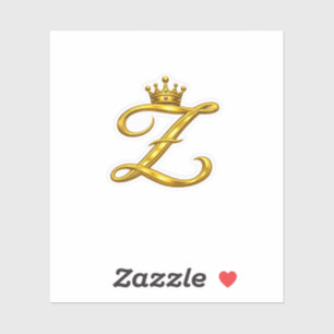 Autocollant Couronne Royale Lettre Z Monogramme Or