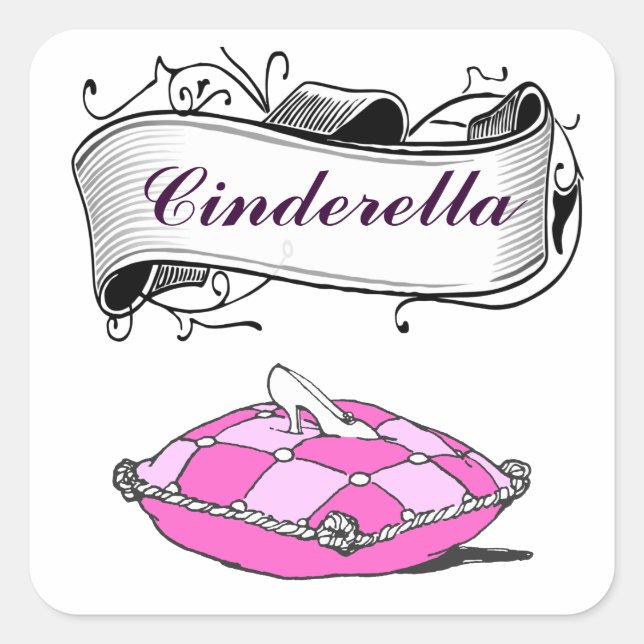 Autocollant Coussin rose Cinderella personnalisé (Devant)
