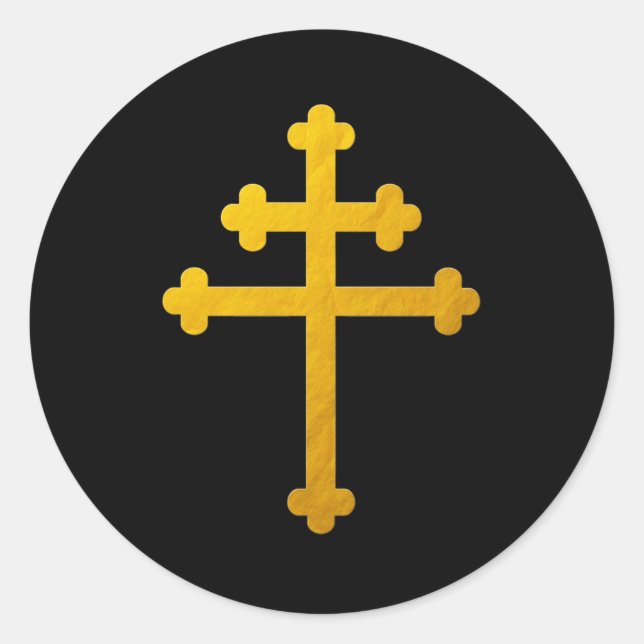 Autocollant Croix de Lorraine Or, sur fond Noir /  (Devant)