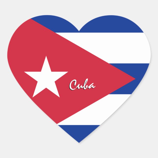 Autocollant Cuba cœur, Drapeau cubain patriotique (Devant)