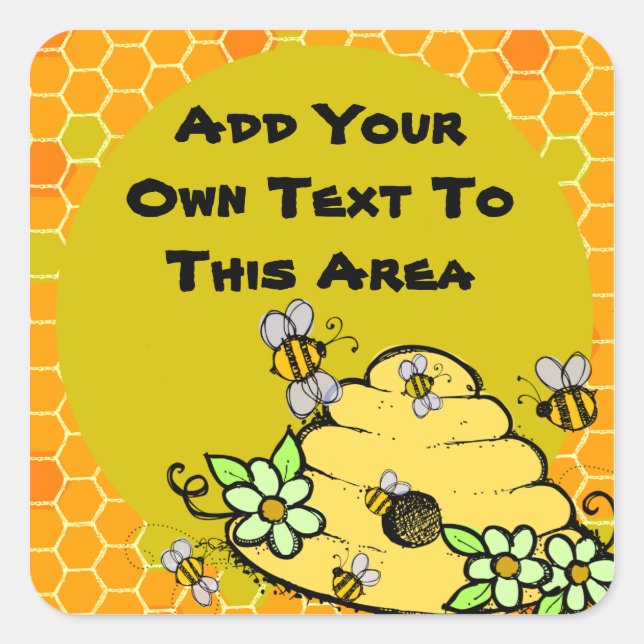 Autocollant customisé de ruche et d'abeilles (Devant)