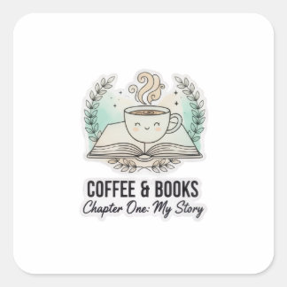 Autocollant Cute Coffee & Books – Esthétique pour