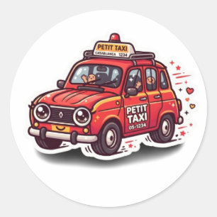 Autocollant Cute Kawaii Taxi Rouge Marocain Petit 