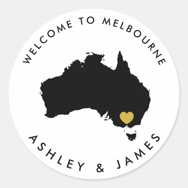 Autocollant d'accueil Mariage Australie pour boîte (Devant)