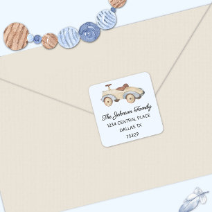 Autocollant d'adresse aquarelle Baby Shower Garçon