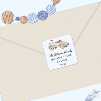 Autocollant d'adresse aquarelle Baby Shower Garçon