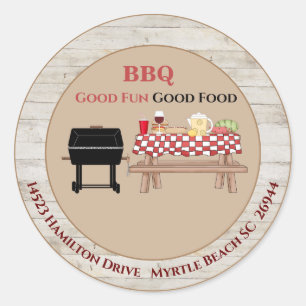 Autocollant d'adresse de barbecue de pique-nique
