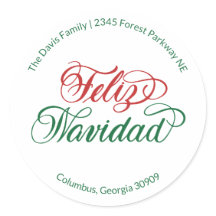 Autocollant d'adresse de retour Feliz Navidad