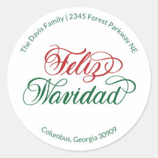 Autocollant d'adresse de retour Feliz Navidad