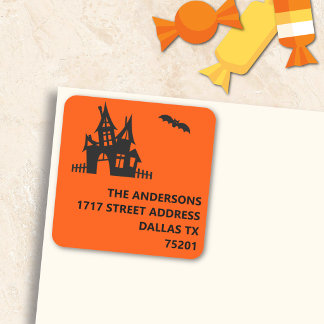 Autocollant d'adresse de retour Halloween Orange e