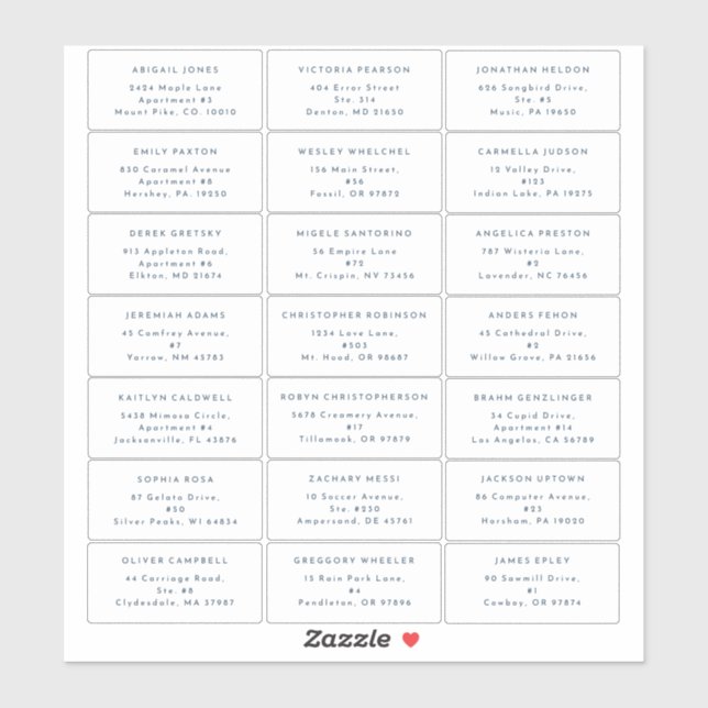 Autocollant d'adresse pour invité de mariage Navy  (Feuille)