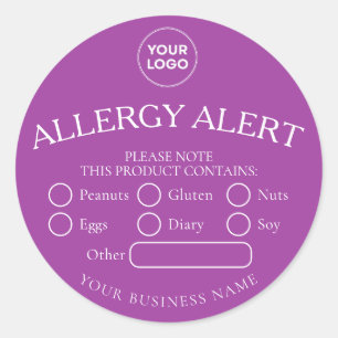 Autocollant d'alerte d'allergie alimentaire blanc