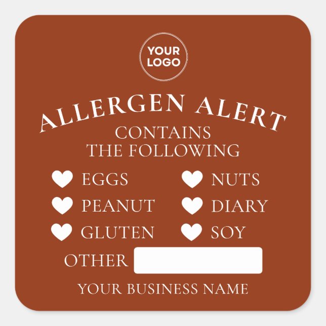 Autocollant d'alerte d'allergie rouge rouille pour (Devant)