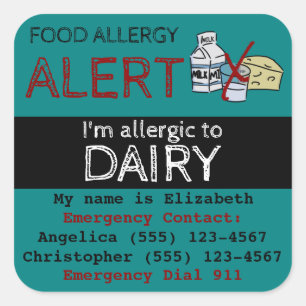 Autocollant d'alerte pour allergie aux aliments la