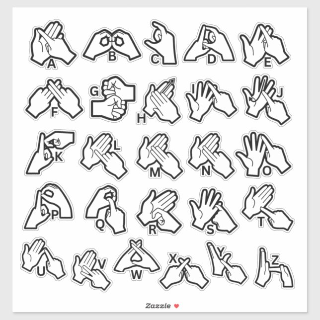 Autocollant d'alphabet BSL/Auslan – Aide visuelle  (Feuille)