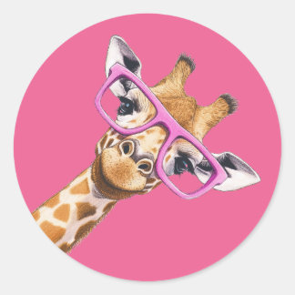 Autocollant d'animal mignon de girafe avec des lun