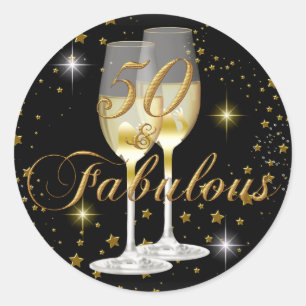 Autocollant d'anniversaire 50 ans et Fabuleux à pa