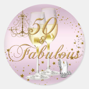 Autocollant d'anniversaire 50 ans et Fabuleux Rose
