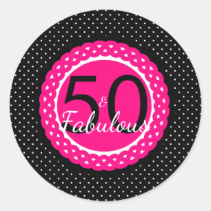 Autocollant d'anniversaire 50 ans et fabuleux rose