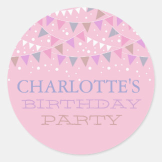 Autocollant d'anniversaire Bunting Fun Rose | Fête