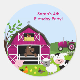 Autocollant d'anniversaire d'animaux de ferme de