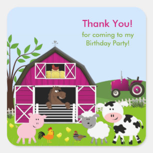 Autocollant d'anniversaire d'animaux de ferme de