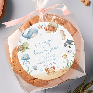 Autocollant d'anniversaire d'animaux de l'océan so