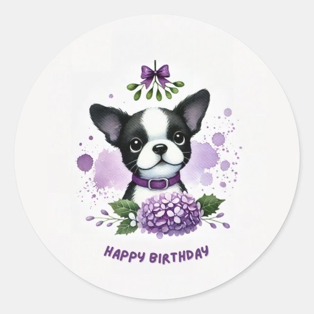 autocollant d'anniversaire de Boston terrier (Devant)