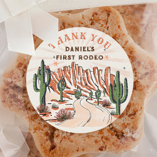 Autocollant d'anniversaire de cowboy du pays occid