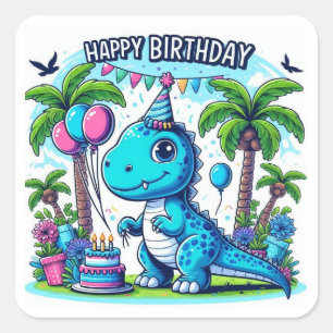 autocollant d'anniversaire de dinosaure, soirée di