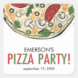 Autocollant d'anniversaire de la fête de la pizza