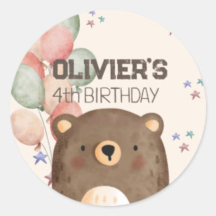 autocollant d'anniversaire de l'ours en peluche aq