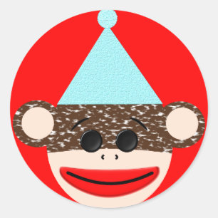 Autocollant d'anniversaire de singe de chaussette