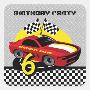 Autocollant d'anniversaire de voiture de course