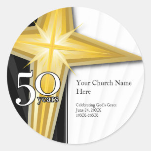 Autocollant d'anniversaire d'église de 50 ans