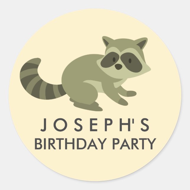 Autocollant d'anniversaire du Woodland Raccoon (Devant)