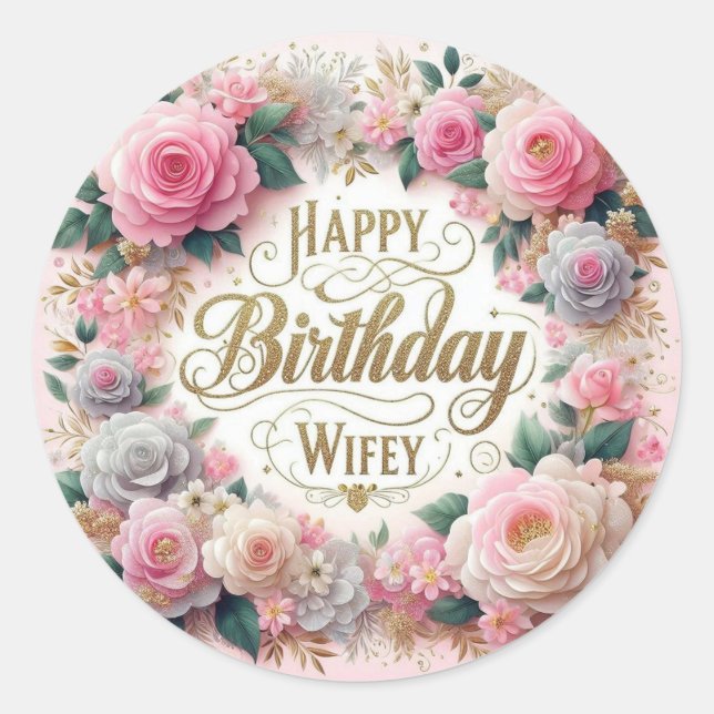 Autocollant d'anniversaire floral pour femme (Devant)
