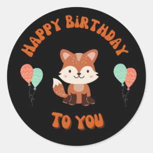 Autocollant d'anniversaire heureux Raccoon
