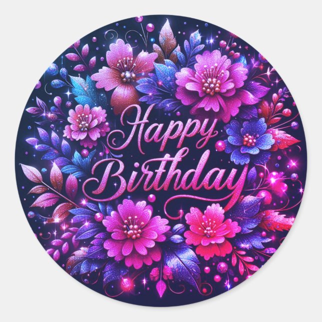 Autocollant d'anniversaire : mélange rose violet f (Devant)