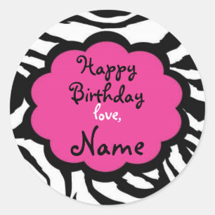 Autocollant d'anniversaire personnalisé Funky Zebr
