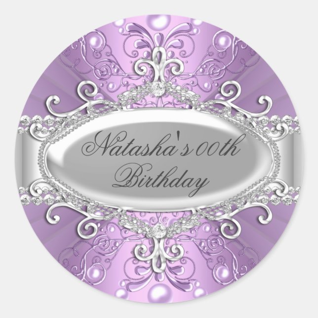 Autocollant d'anniversaire pourpre Pearl & Diamond (Devant)