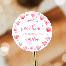 Autocollant d'anniversaire rose Saint-Valentin