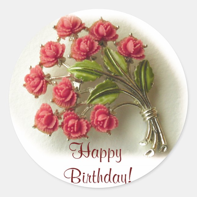 Autocollant d'anniversaire Rose vintage (Devant)
