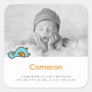 Autocollant d'annonce de naissance de bébé caneton
