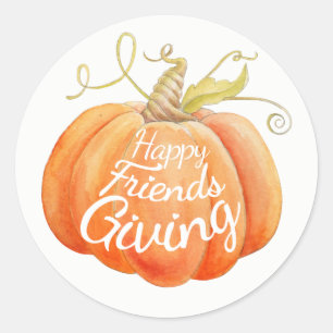 Autocollant d'aquarelle citrouille Friendsgiving
