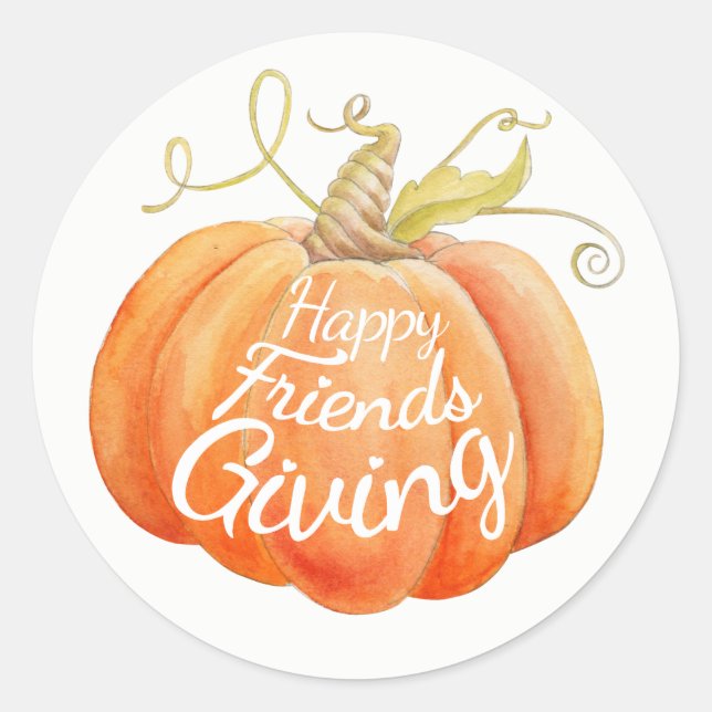 Autocollant d'aquarelle citrouille Friendsgiving (Devant)