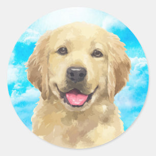 Autocollant d'aquarelle d'animal de chien d'essaye
