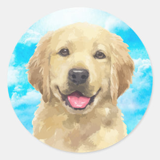 Autocollant d'aquarelle d'animal de chien d'essaye