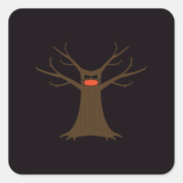 Autocollant d'arbre effrayant portant un masque fa