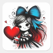 Autocollant d'art de fille de la Saint-Valentin 3 